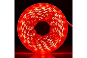 iNextStation Red LED Strip Light, 16ft/5M 2835 SMD 300 LEDs 12V Flexible Cuttable Waterproof LED Tape for Bedroom Kitchen Cabinet Wardrobe TV (No Power Supply/Plug)