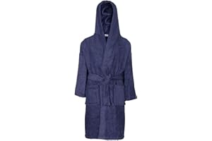 A2Z 4 Kids Childrens Boys Girls Hooded Bathrobe 100% Cotton Terry - Towel Bathrobe Navy_7-8