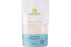 ‎GREENDOOR GREENDOOR Peeling Zucker Gesicht, Gesichtspeeling vegan 150g, Bio Naturkosmetik Scrub Gesicht Hals Dekolleté Lippen unreine Haut, Natur Gesichtsreinigung Frauen Männer OHNE Duft Mikroplastik