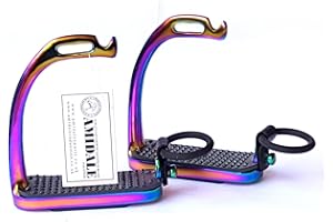AMIDALE SPORTS RAINBOW PEACOCK STIRRUPS AMIDALE HORSE RIDING IRON FILLIS MULTI COLOR BNWT 4.75 INCHES AND 5.00 INCHES (5.00 INCHES)