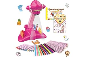 KONIJIWA Regalos Niñas Proyector Dibujos para Niños con 72 Motivos Juguetes Niña Juguete Proyector Infantil con Música Con Lápiz, Libro para Dibujar, Libro para Colorear Unicornio, Regla para 3 4 5 6 Años