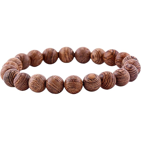 Coolsteelandbeyond Mens Womens Small Brown Wood Beads Bracelet