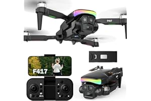 FAKJANK F417 Drone avec Camera 1080P pour Enfant,LED RGB Light avec 90°Réglage électrique pour Débutants,FPV Drone avec Vidéo en Direct WiFi,Mini Drones RC Quadricoptère Cadeau et Jouet pour Enfant Adulte