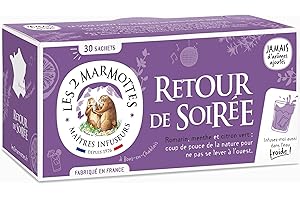 Les 2 Marmottes Infusion Retour de Soirée - Infusion Detox - Romarin Menthe Citronelle - Fraiche et Revigorante - Tisane Detox Idéal Lendemain de Fête - 30 Sachets - A Consommer Chaud ou Froid