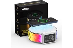 Smiling Shark Alarm Clock Charger Light, Alarm Clock Bedside Lamp with Wireless Charger Touch Control 3 Brightness and RGB Effects Wake Up Light Charging with 60 Minutes Snooze Timer for Bedroom Decor