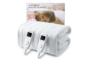 HAUSPROFI Electric Blanket King Size, Heated Underblanket Bed Warmer with Dual Control 5 Heat Settings 10 Timer Settings Soft Fleece Polyester, Machine Washable with Detachable Control