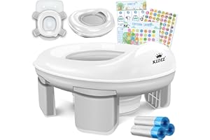 KIDIZ® Toilettensitz Kinder Töpfchen Töpfchentrainer WC Sitz | Lerntöpfchen bequemem, PP-Material mit Müllbeutel | Kindertöpfchen für Unterwegs & Belohnungssystem mit Stickern 3 in 1 Lösung