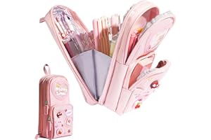Gsrhzd Aesthetic Pencil Case with Compartments - Special Cute Pencil Bag for Women, Kids, Boys, Girls, Adults - Pink