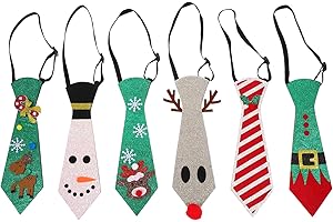 DRESSOOS Pack of 6 Christmas Decoration Ties Christmas Party Tie Christmas Tie Funny Tie Cosplay Tie Party Tie for Christmas Tie with Christmas Motif Tie Forming