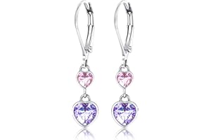 ORAZIO Herz Creolen Ohrringe für Mädchen Hypoallergen Baumelnder Reif mit 925 Sterling Silber Ohrringe mit 3 Mini-Herzen & Kristalle, kleine Ohrring mit Reifen für Kinder Schmuck Geburtstagsgeschenk