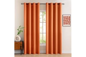 MIULEE 2 Pannelli Tende Oscuranti Soggiorno Interni Oscuranti Termiche Isolanti con Occhielli Resistente per Camera da Letto Soggiorno Casa Finestre Moderne Arancia 140x260 CM