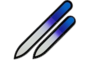 Mont Bleu Conjunto de 2 limas de uñas de cristal de color en estuche de negro - vidrio templado checo auténtico - Fabricado a mano en la República Checa