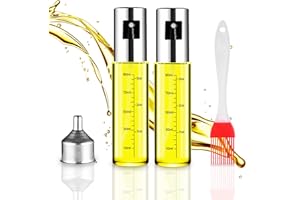 FDGAUCA Vaporisateur d'Huile Pour Huile Alimentaire 2x100ml Vaporisateur d'Huile Avec Échelle Vaporisateur d'Huile En Verre Et Acier Inoxydable Vaporisateur d'Huile
