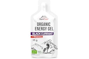 ‎ALPENPOWER AlpenPower Bio Energy Gel Black Currant 12 x 35 g - 100% natürliche Kohlenhydratgel ohne Zusätze - Mit Koffein aus Guarana - Schnelle & langanhaltende Energie - Booster für Sport