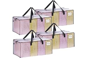 VENO 4 Pack Moving Bags Extra Large Storage Bags,Moving House Essentials,Heavy-Duty Chritsmas Storage Totes, Packing Boxes, and Wardrobe Moving Supplies,Laundry Bags (Clear, 4 Pack)