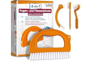 ‎AIRSELF airself Fugenbürste & Fliesenbürste – Set aus 4 praktischen Reinigungsbürsten für Haushalt, Bad, Küche – genial auch als chemiefreier Schimmelentferner
