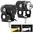 Carzex Mini Drive Projector Lens Led Bar Fog Light for Car, Bike, Scooty With White & Amber Yellow Hi/Low Beam Metal Body, Inbuilt Fan with Turn On/Off Switch (Set of 2)