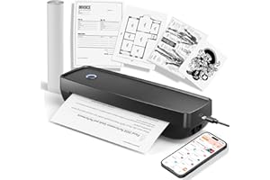 BADGESHAND Portable Printer Wireless, A4 Bluetooth Inkless Thermal Printer for School Home Use Office Vehicles Car Tattoo Stencils Compatible with Android & iOS Phone & Laptop (Black)