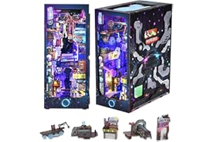 STRUCWOOD DIY Book Nook Kit,New DIY Dollhouse Booknook Bookshelf Insert Decor,3D Wooden Puzzles with LED,Book Nook Miniature Kit,Birthday Easter Home Decor for Teens Adult-Endless Dimensions