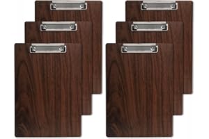 GUOKOFF 6 Pièces En Bois Porte-bloc A5 avec Pince, Clipboard A5, Porte Bloc A5 Avec Pince, Planchettes à Pince pour Papier d'écriture Memo des Dossiers, Porte Document A5 Avec Clip, Marron