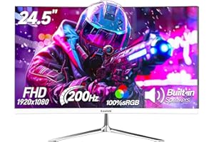 ‎GAWFOLK Gawfolk 24,5 Zoll Gaming Monitor mit Lautsprechern, 200 Hz PC Bildschirm FHD 1080P Rahmenlose Computermonitore, DisplayPort, HDMI, Augenpflege