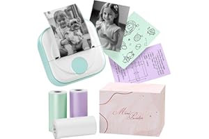 Itari Q02 Mini Drucker- Bluetooth Fotodrucker für Smartphone, Thermodrucker für Lernen, Schulsachen Aesthetic, Etikettendrucker für Notizen, Tagebuch, Memo, Foto, Journal, mit 3 Rollen Papier