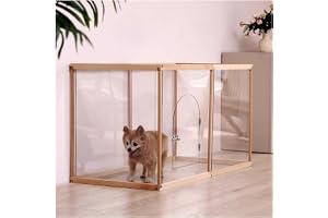Klar akrylhundspelhage, transparent hundstaket inomhus, robust husdjurshage for valp/liten hund/kanin/katt/gris, enkel monter