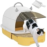 PawHut Covered Cat Litter Box with Shovel 40.5 x 52 x 39 cm Yellow and | Cat Litter Box, Closed Litter, Removable Lid, Remova