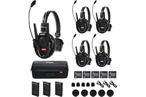 SYNCO XTalk Pro5 XPro X5 2.4GHz Wireless Headset Communication System Random Master Device 500m Operating Range Real-time Monitoring AI Noise Reduction Headset for Movie Shoot Live Show (5Pcs)