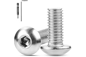 XRXYMQ 100 Stück Linsenkopfschrauben M4x16 mm Flachkopfschrauben Innensechskant 304 Edelstahl Schrauben Rundkopfschrauben Vollgewinde Maschinenschrauben für Möbeleinbau Holz Montage Sechseck