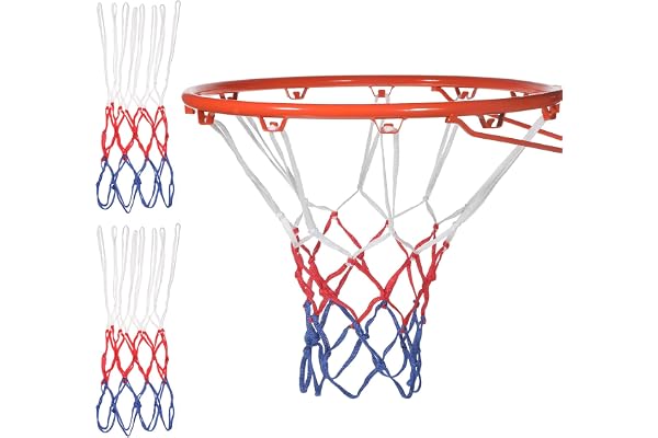 2 stycken basketnät robust basketnät basket ersättning nät mångsidig basketkorg utomhus väggmontering ring ersättningsnät för inomhus och utomhus träningsutrustning