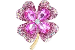 Fonyiunce Brosche, Vierblättriges Kleeblatt Brosche, Damen Kristall Brosche, Strass Blumenstrauß Brosche Elegante Brosche, Strickjacke Elegant Metall Brosche für Frauen Hut Tasche Hochzeit