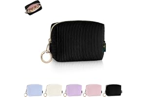 PLAYEXEN Mini Trousse Maquillage Femme en Velours Côtelé épais Pochette Maquillage Fille Sac de Rangement à Cosmétique Makeup Rouge à Levre Vernis à Ongles Idéal Cadeau Anniversaire Noël 11 * 5,5 * 8,5cm Niore