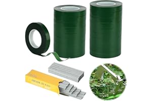 TIANCONGYUN 20 Rollen Gemüseband, Pflanzenband mit 10000Pcs Klammern, Klettband Pflanzen Für Pflanzenbindemaschine, Pflanzenbinder Klett, Baumband für Pflanzen, Baumband