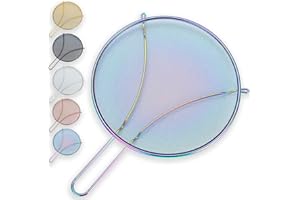 Evanda 30 CM Regenbogen Spritzschutz zum Kochen, Edelstahl-Feinmaschchen für Bratpfanne, Fettschutz für Pfanne, um heiße Ölspritzer zu stoppen, schützt die Haut vor Verbrennungen, sicherer Kochdeckel