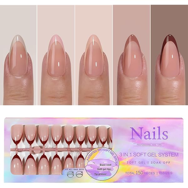 240 Stück Mandel-Nagelspitzen – Vorgefärbt In Nude Rosa, Weich & Flexibel