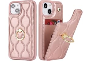 SailorTech iPhone 13 Mini Hülle mit Kartenhalter für Frauen, iPhone 13 Mini Handyhülle Ring-Ständer [Kartenfach] [Standfunktion] Niedliche und modische Tasche für iPhone 13 Mini-Roségold