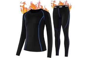 ZDQ Conjunto Ropa Interior Térmica Mujer Transpirable Manga Larga Invierno Termicos Pantalon para Running Esqui Ciclismo