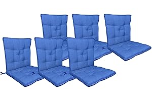 IL GRUPPONE PASSIONE CASA Set Cuscini Sedia Con Schienale Imbottiti Con Laccetti Banda Elastica Per Fissaggio Prodotto Italiano Sedie Poltrone Sdraio Reclinabili Cucina Giardino 40 x 80 Cm - Blu - 6 Pezzi