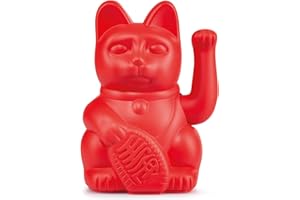 DONKEY Products Lucky Cat Red - Gatto decorativo giapponese in elegante tonalità opaca, altezza 15 cm