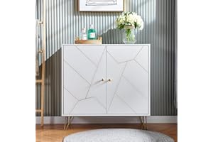 Sanery Storage Cabinet Sideboard Buffet Console Table Cupboard with 2 Doors for Kitchen Living Room Dining Room Entry Furniture, White