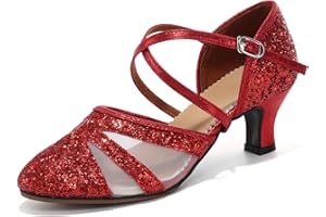 HIPPOSEUS Scarpe da Ballo Donna Latino Americano Tacco 5 cm Punta Chiuso Moderna Tango Scarpe Ballo da Sala Suola in Gomma