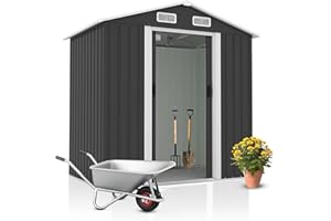 2mGoods M Robustes Gartenhaus aus Metall, ca. T131 B187 H196 cm, 3,23 m³ Stauraum, extra Kantenschutz, stabile Schiebetüre, luftig und trockenes Innenklima, Geräteschuppen, Gartenhütte, Gerätehaus