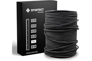 smartect Cable Textil en Color Negro, Cable Electrico 3 Hilos de 3 Metros (3 x 0,75 mm²) Cuerda para Lampara con Revestimiento Textil para su Proyecto DIY