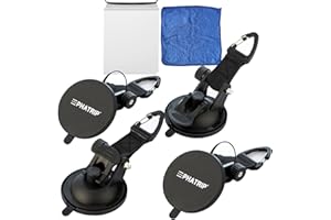 PHATRIP Saugnapf Haken 4 Stücke Set Saughaken mit Befestigung Haken für Wohnmobil 10 kg Multifunktionale Starke Saugnäpfe für Wohnmobil Camping Auto Sonnensegel Vordach Haushalt Werkstatt Auto