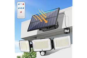 PIKOY Solarlampen Für Außen, 224LED 2000lLM LED Solar Aussenleuchte mit Bewegungsmelder, 4 Modi + Fernbedienung Solarlampen für Außen mit Bewegungsmelder Solar Licht, IP65 Solarleuchte mit Bewegungsmelder