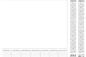 ‎OFFICE POINT GERMANY OFFICEPOINT Papier-Schreibunterlage weiß Set 2 Stück | ca. DIN A2 | 2-Jahres-Kalender 2024-2025 Wochenplan | Tischkalender mit 7-Tage Wochenplaner | 2x25 Blatt (2)