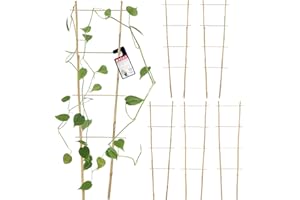 KADAX Drabina bambusowa, zestaw 5 szt., drabina podporowa do kwiatów, podpórka do roślin ogrodowych z drewna bambusowego, kratka na kwiaty, kratka w kształcie litery V, pomoc do wspinaczki (wys. 60