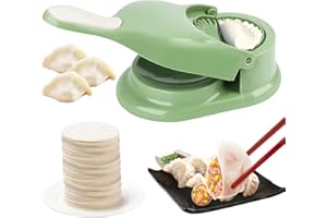 ENCURYNA Máquina de empanadillas, Dumpling Maker 2 en 1 para hacer albóndigas, molde para hacer albóndigas, ravioli maker prensa manual de masa, embalaje para la piel, albóndigas, formas de albóndigas, verde
