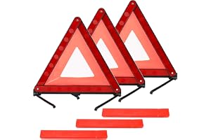 LuckyHigh 3 PCS Triangle Emergency Safety Warning Frame Foldable Reflector Car Truck Roadside Safety Warning Triangle Sign with Storage Case
